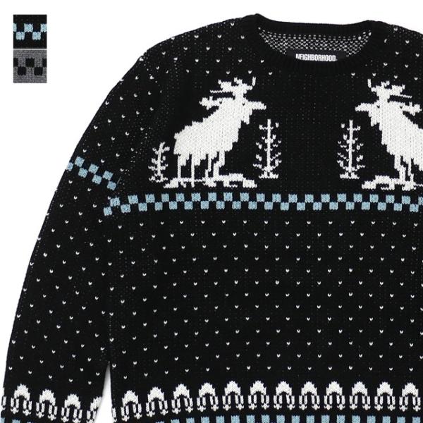 neighborhood ニット　トナカイ　ブラック　クリスマス NEIGHBORHOOD 新品 ネイバーフッド CARIBOU/AW-KNIT.LS ニット