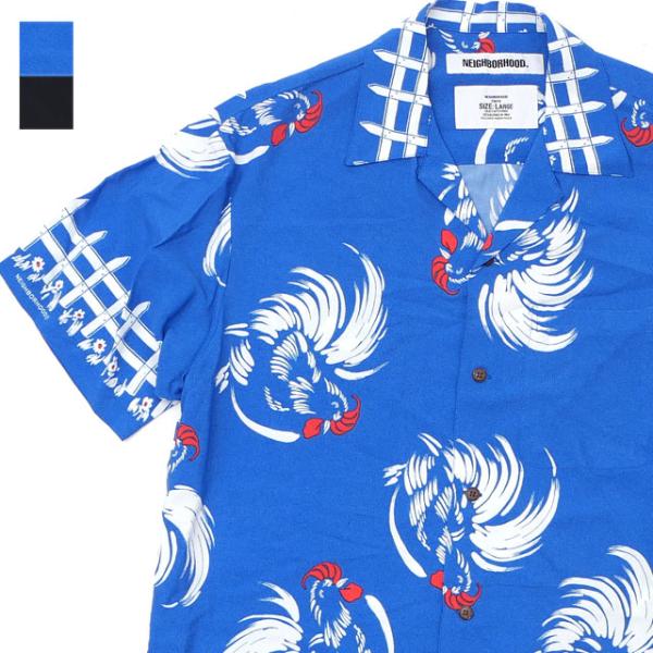 NEIGHBORHOOD 鶏柄 半袖シャツ L neighborhood 20SS レーヨン アロハシャツ 鶏 ニワトリ柄 総柄