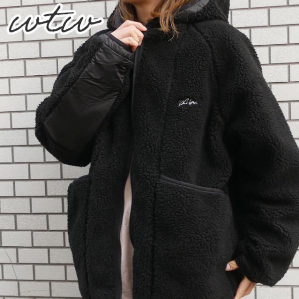 WTW フルジップボアジャケット WTW 新品 ダブルティー BOA HOODIE JKT ボア ジャケット BLACK