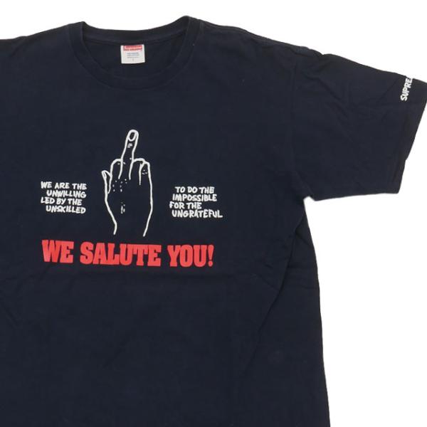 Supreme シュプリーム 11SS Salute Tee Tシャツ NAVY Lサイズ 【中古 