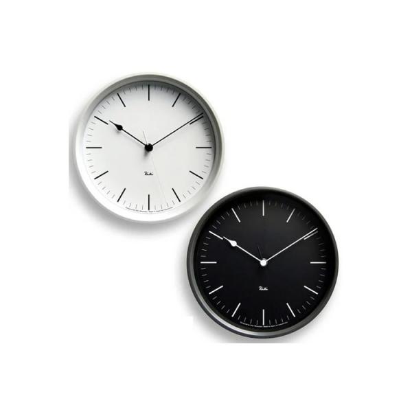 壁掛け時計 掛け時計 RIKI CLOCK リキクロック 渡辺力 白 黒 モノクロ 北欧 シンプル ナチュラル 静か 音がしない 寝室 リビング スチールクロック WR08-24