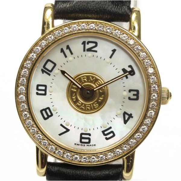 K18YG無垢 ダイヤベゼルHERMES レディース腕時計 セリエ エルメス HERMES（エルメス） 【HERMES】エルメス セリエ K18YG ダイヤベゼル