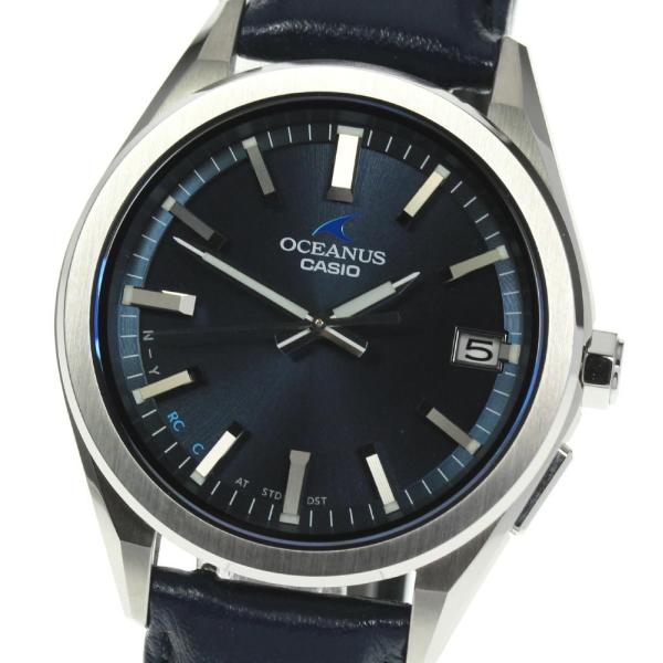 ★送料無料・未使用★お洒落　カシオ　オシアナス　OCW-T200SLE-2AJR Casio Oceanus 41mm Stainless Steel Case, Blue Leather Strap