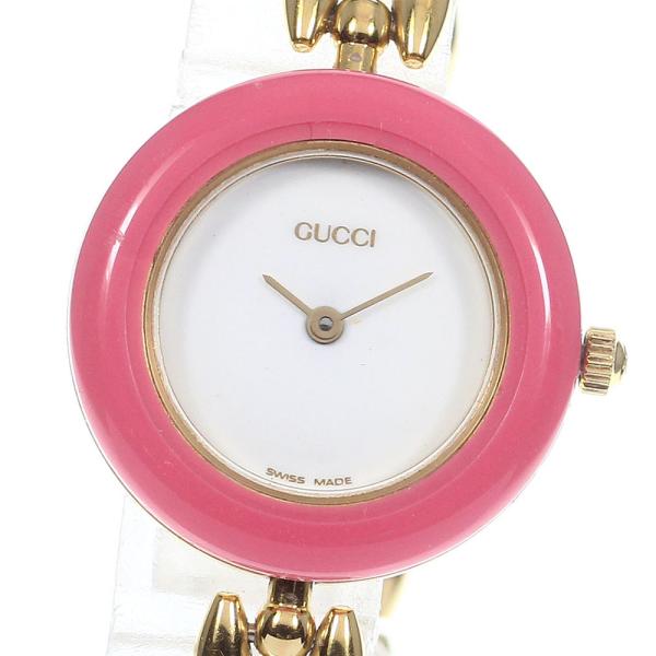 動作未確認　グッチ　チェンジベゼル　クォーツ　ベゼル11個付　箱付き GUCCI ☆内箱付き【GUCCI】グッチ チェンジベゼル 11/12.2 クォーツ