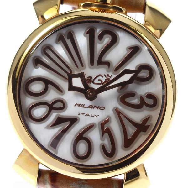 【美品】GagaMilano マヌアーレ40 ホワイトシェル ホワイト革ベルト closer0510_637939