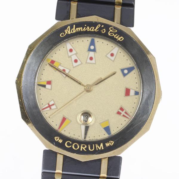 コルム アドミラルズカップ アイボリー デイト クォーツ メンズ 腕時計 美品 CORUM（コルム） 【CORUM】コルム アドミラルズカップ デイト クォーツ