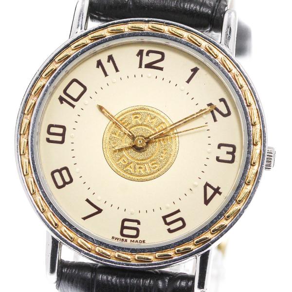 エルメス 腕時計 メンズ セリエ オーストリッチ 黄色 ゴールド スリム