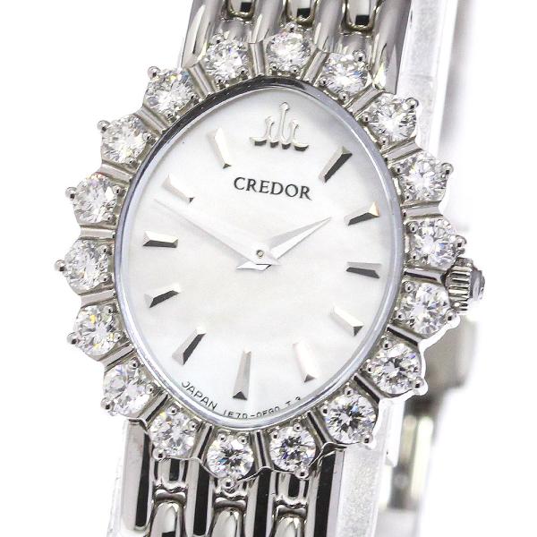 セイコー SEIKO GSTE827/1E70-0DG0 クレドール ダイヤベゼル クォーツ レディース 箱・保証書付き_750671 SEIKO（セイコー） ☆良品 ☆保証書付き【SEIKO】セイコー クレドール
