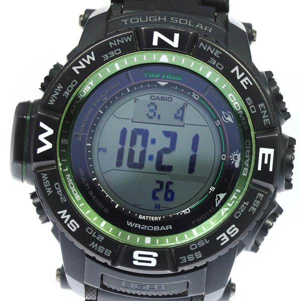 新品未使用展示品 CASIO カシオ 腕時計 PRO TREK プロトレック PRW-3510FC-1DR (PRW-3510FC-1JF) ブラック 樹脂 ステンレス メンズ ソーラー電波 デジタル【本物保証】 CASIO（カシオ） ☆良品 ☆箱付き【CASIO】カシオ プロトレック PRW