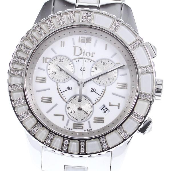 ディオール Dior CD114311-V クリスタル ダイヤベゼル クロノグラフ 