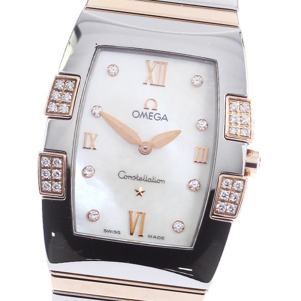 オメガ コンステレーション カレ ミニ クアドラ シェル レディース 時計 美品 オメガ OMEGA コンステレーション カレ ミニ クアドラ シェル文字盤