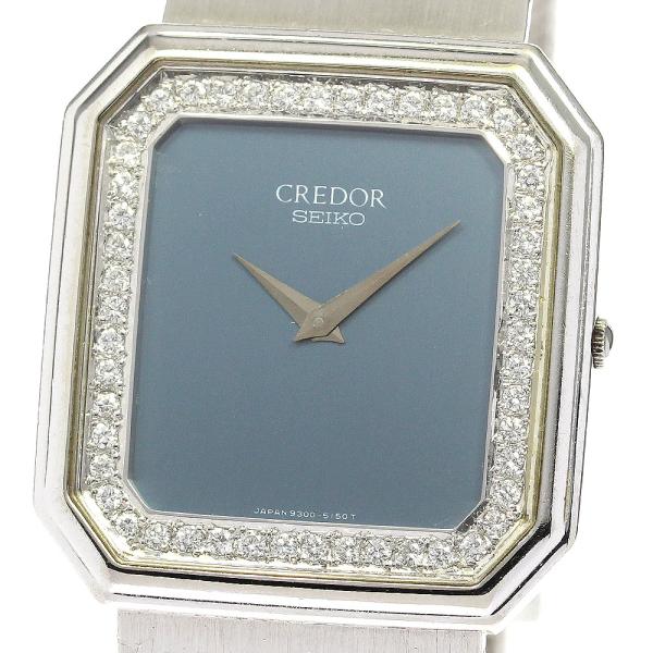 SEIKO セイコー 9300-5090 クレドール K18WG スクエア ダイヤ