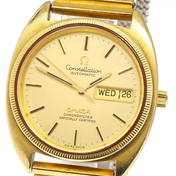 OMEGA オメガ コンステレーション Cライン クロノメーター デイデイト ST168.0057 Cal.1021 23石 WGベゼル シルバー SS ステンレス メンズ 自動巻き アンティーク ヴィンテージ【腕時計】【中古】 OMEGA（オメガ） OMEGA 168.0057 コンステレーション YGベゼル
