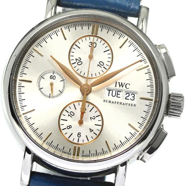 内部点検済 IWC インターナショナルウォッチカンパニー ポートフィノ クロノグラフ IW378302 デイデイト シルバー SS ステンレス 純正ベルト 純正尾錠 メンズ 自動巻き【6ヶ月保証】【腕時計】【中古】 IWC SCHAFFHAUSEN（IWCシャフハウゼン） IWC SCHAFFHAUSEN IW378302