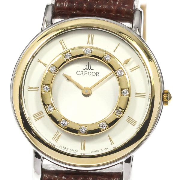 SEIKO セイコー 4N70-0080 クレドール 12Pダイヤ YGベゼル