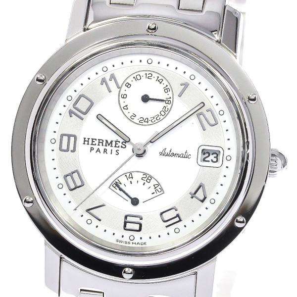 HERMES エルメス ウォッチ クリッパーパワーリザーブ 時計 CL2.810 腕時計_x000D_
 ステンレススチール グレー 自動巻き メンズ【中古】 HERMES（エルメス） HERMES CL2.810 クリッパー パワーリザーブ デイト