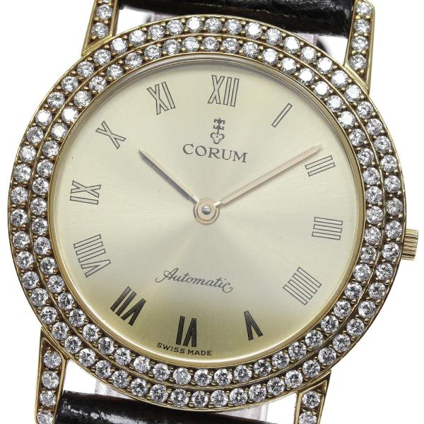 CORUM コルム 75.160.65 K18YG 2重ダイヤベゼル 自動巻き メンズ  