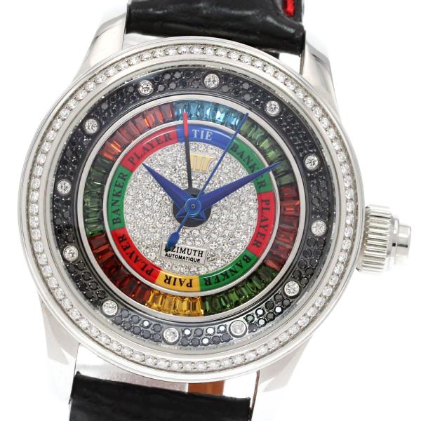 【147416】AZIMUTH アジムート グランドバカラマリーナベイサンズスペシャルエディション ホワイトシェルダイヤル SS/レザー 自動巻き 当店オリジナルボックス 腕時計 時計 WATCH メンズ 男性 男 紳士【中古】 アジムート（AZIMUTH） グランドバカラ マリーナベイサンズ スペシャル