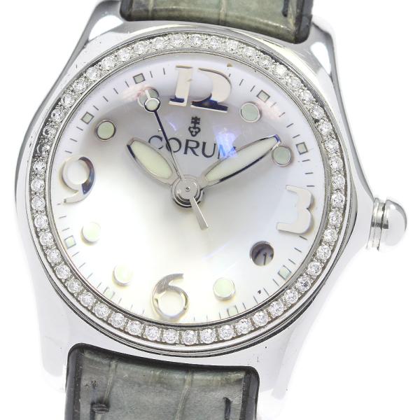 CORUM 訳あり コルム 39.151.47 バブル ダイヤベゼル デイト クォーツ