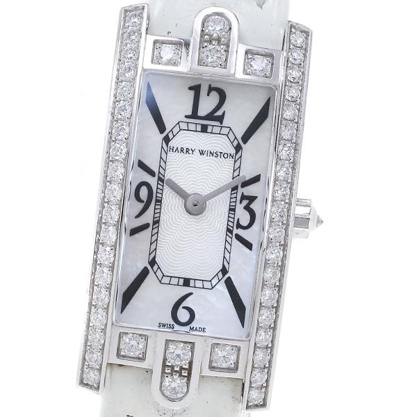 【HARRY WINSTON/ハリーウィンストン】 アヴェニューCミニ　ベゼルサイドダイヤモンド AVCQHM16WW040 腕時計 K18WGホワイトゴールド クオーツ シルバー文字盤/革 レディース【中古】【真子質店】【BL】【YxMox】 closer0510_862258