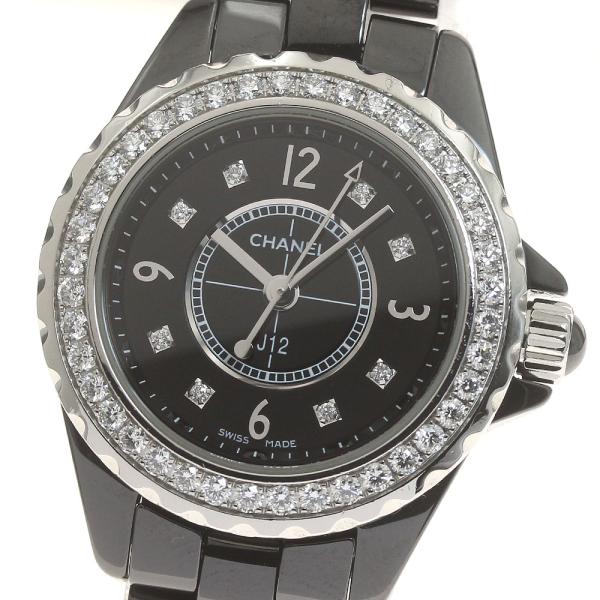 CHANEL シャネル H2571 J12 ダイヤベゼル 8P クォーツ レディース 良品  
