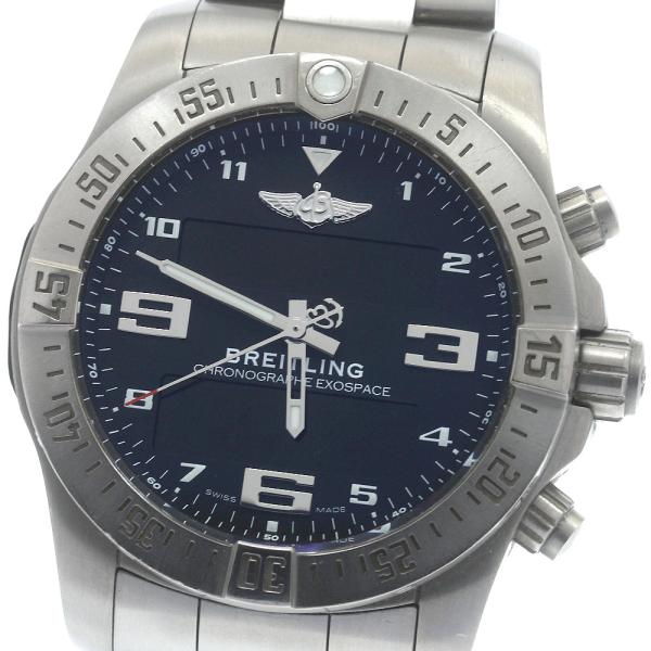 BREITLING ブライトリング エクゾスペース クロノグラフ チタニウム EB5510 デイト 100m防水 黒 ブラック Ti チタン メンズ アナログ デジタル デジアナ クォーツ【6ヶ月保証】【腕時計】【中古】 ブライトリング（BREITLING） BREITLING EB5510 エクゾスペース クロノ