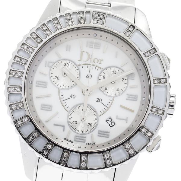 ディオール Dior CD114311 クリスタル ダイヤベゼル クロノグラフ