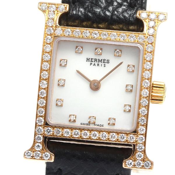 エルメス HERMES HH1.171b Hウォッチ ミニ K18PG 11P ダイヤベゼル クォーツ レディース 良品 内箱付き_930879 HERMES（エルメス） HERMES HH1.171 Hウォッチ ミニ K18PG 12P ダイヤ