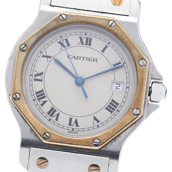 極美品　カルティエ サントスオクタゴン LM W2001583 クォーツ コンビ Cartier（カルティエ） CARTIER W2001583 サントスオクタゴン LM YG