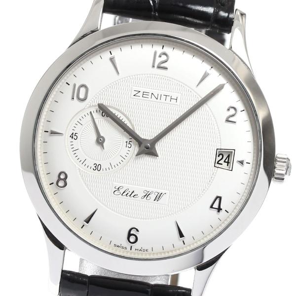 【動作未確認】テクノス スモールセコンド 手巻き ホワイト 希少 ZENITH（ゼニス） ZENITH 01.1125.650 クラス エリート デイト 手巻き