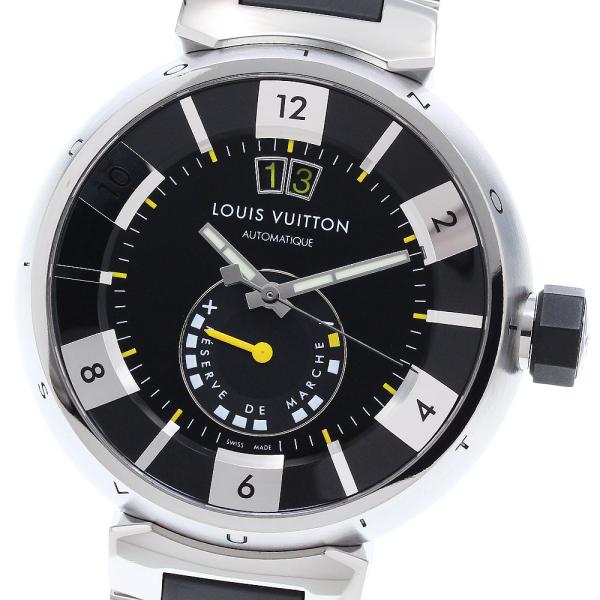 ルイ・ヴィトン LOUIS VUITTON Q109G タンブール インブラック パワーリザーブ デイト 自動巻き メンズ 良品 _910791 LOUIS VUITTON（ルイ・ヴィトン） LOUIS VUITTON Q109G タンブール