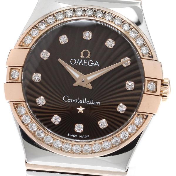 オメガ OMEGA 123.25.27.60.63.002 コンステレーション ポリッシュ 12P ダイヤベゼル クォーツ レディース 良品 _913555