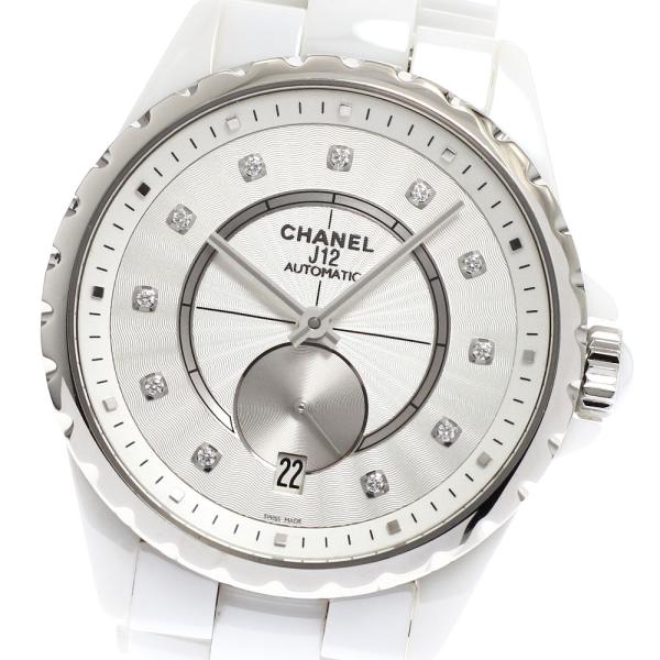 シャネル CHANEL H4345 J12 白セラミック 11Pダイヤ デイト 自動巻き ボーイズ 良品 _917826 CHANEL（シャネル） CHANEL H4345 J12 白セラミック 11Pダイヤ デイト