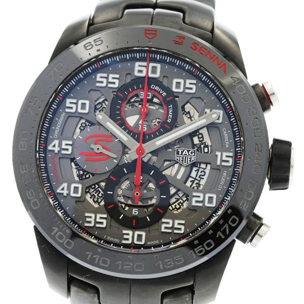 内部点検済 TAG Heuer タグホイヤー カレラ キャリバー ホイヤー01 アイルトンセナ スペシャルエディション クロノグラフ CAR2A1L BA0688 デイト 黒 ブラック スケルトン SS ステンレス メンズ 自動巻き【6ヶ月保証】【腕時計】【中古】 TAG HEUER（タグ・ホイヤー） TAG HEUER CAR2A1L.BA0688 カレラ