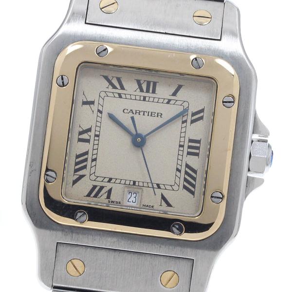カルティエ CARTIER W20011C4 サントスガルベLM デイト YGベゼル クォーツ メンズ _958634 Cartier（カルティエ） CARTIER W20011C4 サントスガルベLM デイト YG