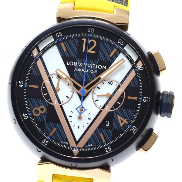 ルイ・ヴィトン LOUIS VUITTON QA090 タンブール ダミエコバルト クロノグラフ 自動巻き メンズ 箱・保証書付き_961264 LOUIS VUITTON（ルイ・ヴィトン） LOUIS VUITTON QA090 タンブール