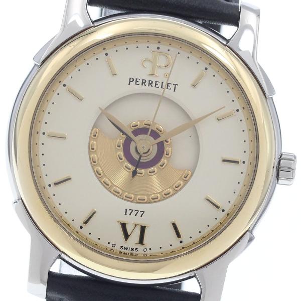 ペルレ PERRELET 1390 ダブルローター YGベゼル 自動巻き メンズ _966547 PERRELET（ペルレ） PERRELET 1390 ダブルローター YGベゼル 自動巻き