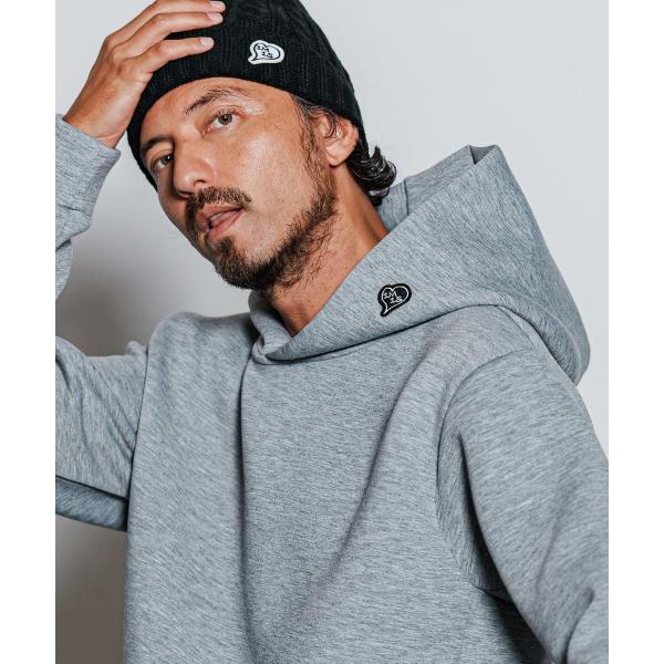 パーカー heart patch cardboard knit hooded parka