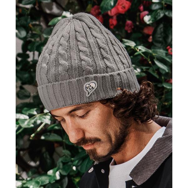 【Safari10月号掲載商品】ニットキャップ cable knit beanie with heart patch