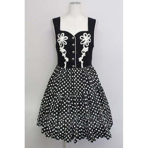 Jane Marple / ドット切替ジャンパースカート 黒 T-24-03-03-028-JM-OP