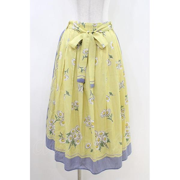 Jane Marple / Miss Daisyのタックスカート イエロー×ラベンダー H-26