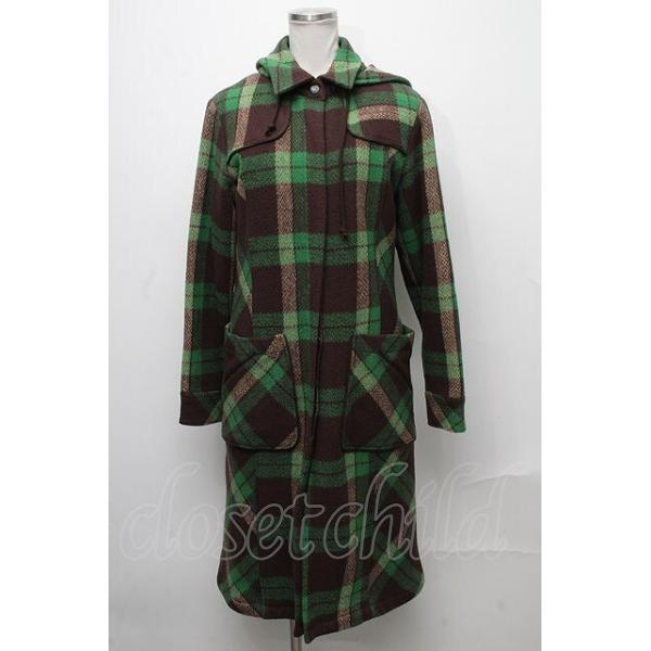 ALGONQUINS / チェックロングコート グリーン S-24-12-27-051-AL-CO-AS