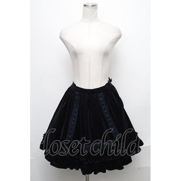 BABY,THE STARS SHINE BRIGHT / 別珍ローズレーススカート 紺 S-24-12