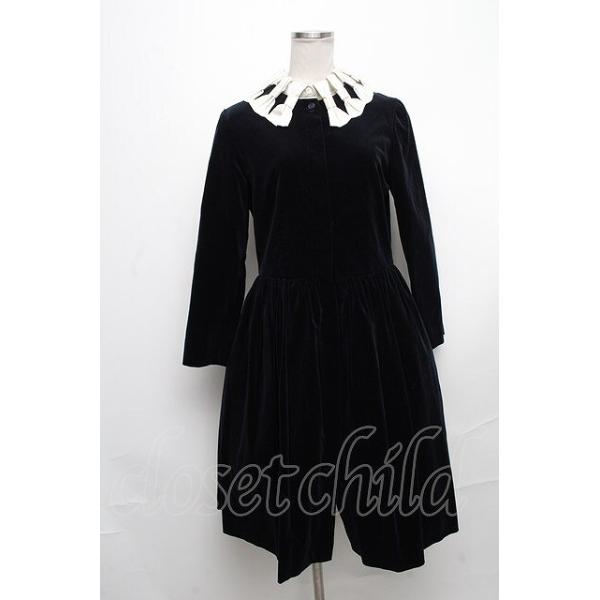 janemarple 別珍 リボンワンピース ブラック Jane Marple / リボン襟別珍ワンピース ネイビー S-24-12-24-044-JM-OP