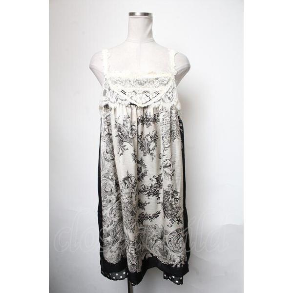 Jane Marple / フェアリーテイルスカーフプリントのドレス 黒 S