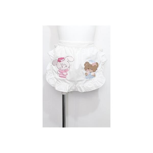 axes femme Kawaii / mikkoコラボ刺繍エプロン 白 S-25-08-22-1002-AX
