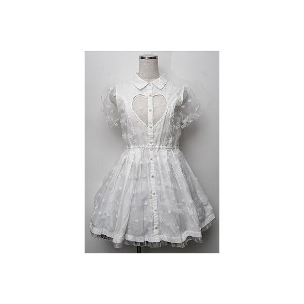 LIZLISA リズリサ セーラーカラーワンピース ノースリーブ チュール 白 SALE】LIZ LISA / ドットチュールハートデザインワンピース 白 S-25-09