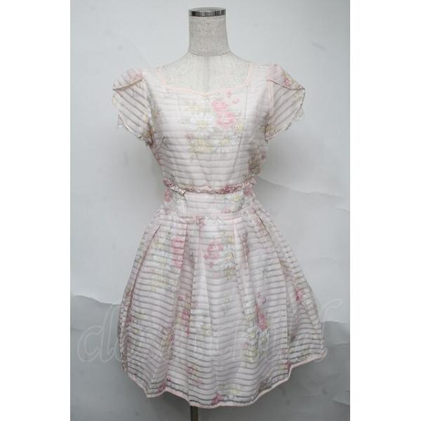 LIZ LISA / ボーダー花柄ワンピース ピンク S-25-07-04-033-LO-OP-AS