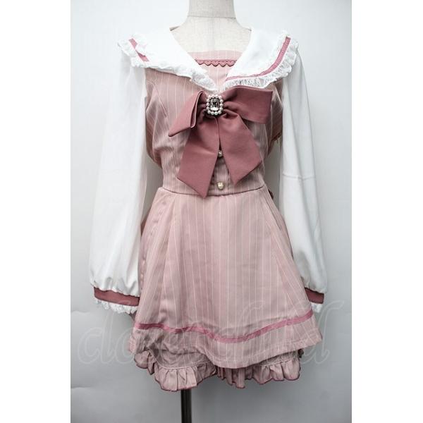 LIZLISA　メイクアップラビットワンピース　セーラー襟　ピンク LIZ LISA / セーラーカラーセットアップ 0 ピンク S-25-11-06-047-LO