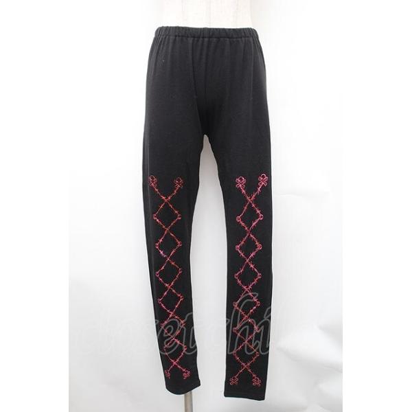 ALGONQUINS / プリントレギンスパンツ 黒 S-26-01-31-1059-AL-PA-HR-ZS